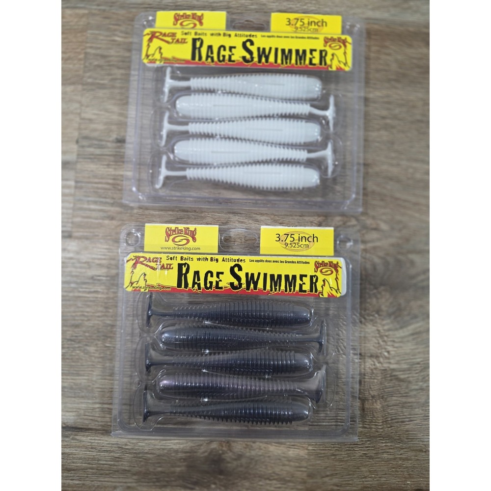 (2 PACKS) Strike King Rage Swimmer  3.75" Swimbaits - Blue Red Pearl & Pearl
